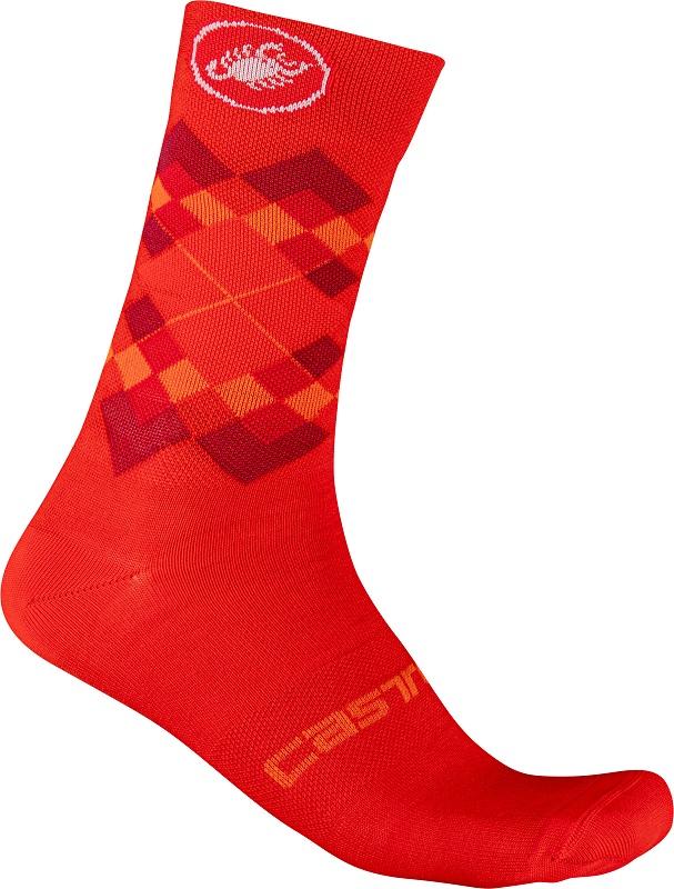 Ponožky zimné CASTELLI 21554 ROMBO 18 červeno oranžová