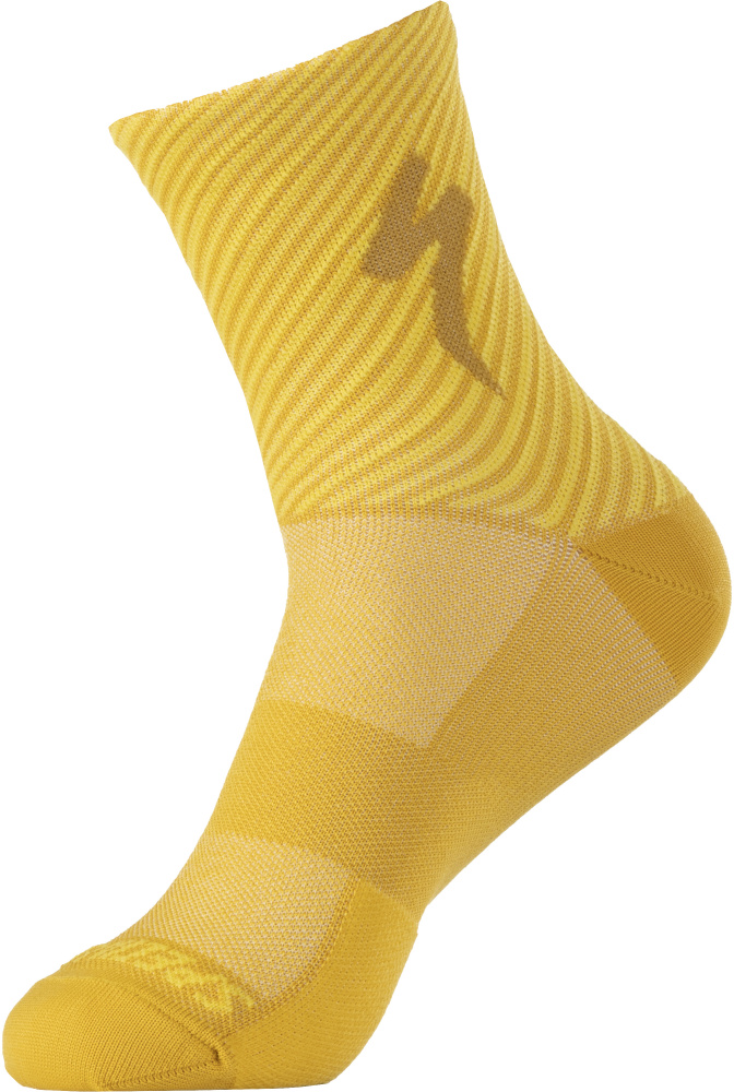 Ponožky SPECIALIZED Soft Air Mid Logo Sock Brassy Yellow/Golden Yellow Stripe
