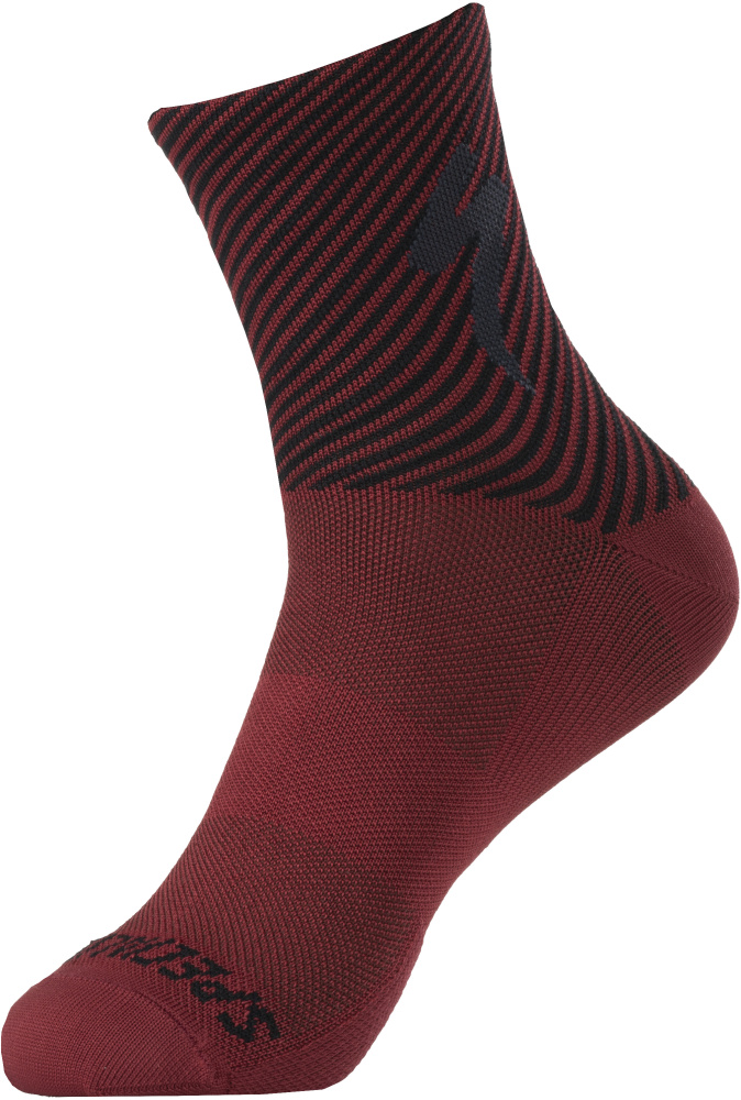 Ponožky SPECIALIZED Soft Air Mid Logo Sock Crimson/Black Stripe